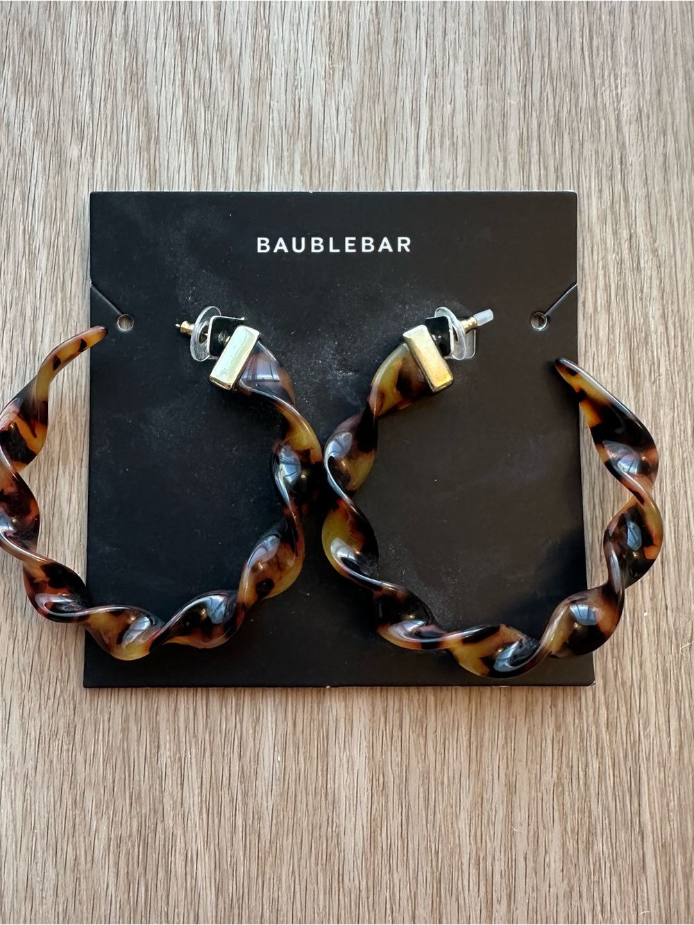 BaubleBar Tortoiseshell Twisted Hoop Earrings with Gold Posts